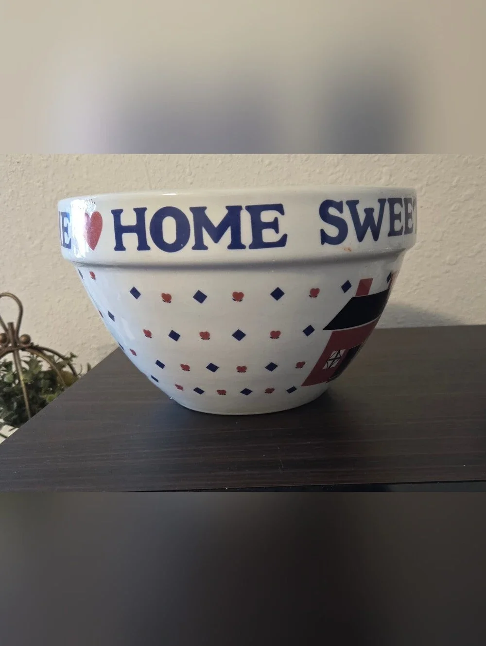 Home Sweet Home White Ceramic Mixing Bowl - Decorative Kitchen Bowl